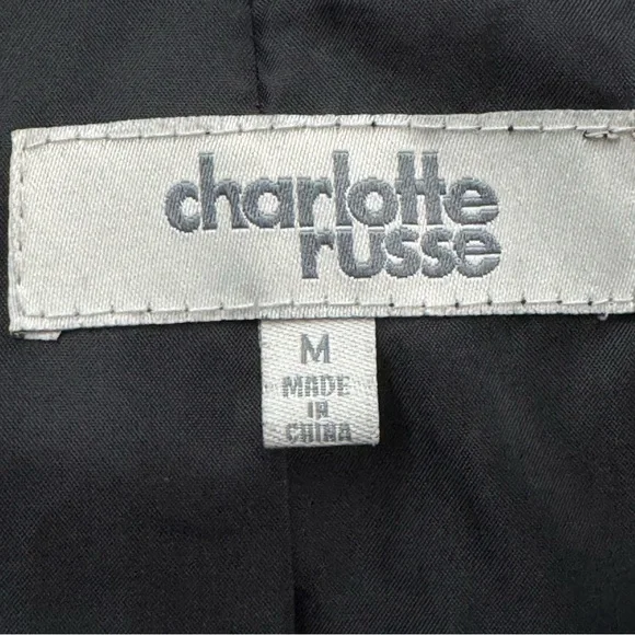 Charlotte Russe Black Moto Jacket Gold Zip Snap Collar M - Picture 8 of 11